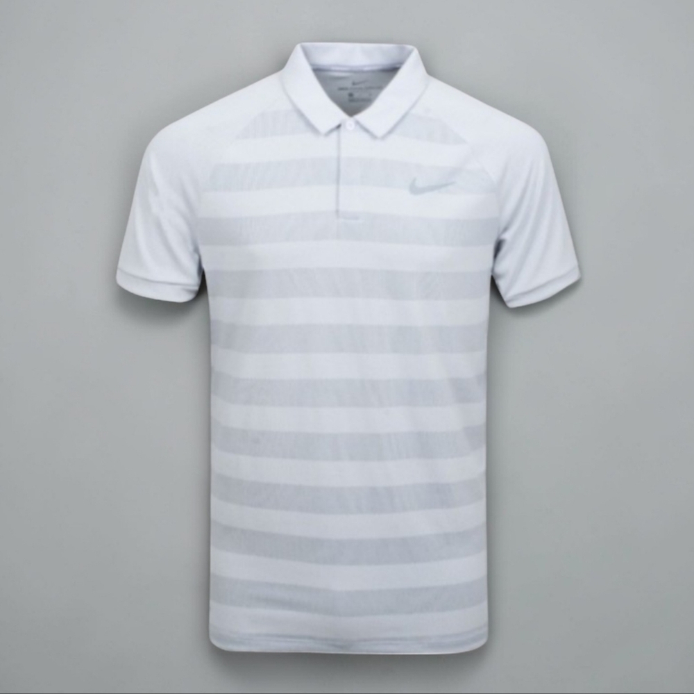 Nike Zonal Cooling Men's M Stripe Polo Lightweight White - Picture 13 of 13
